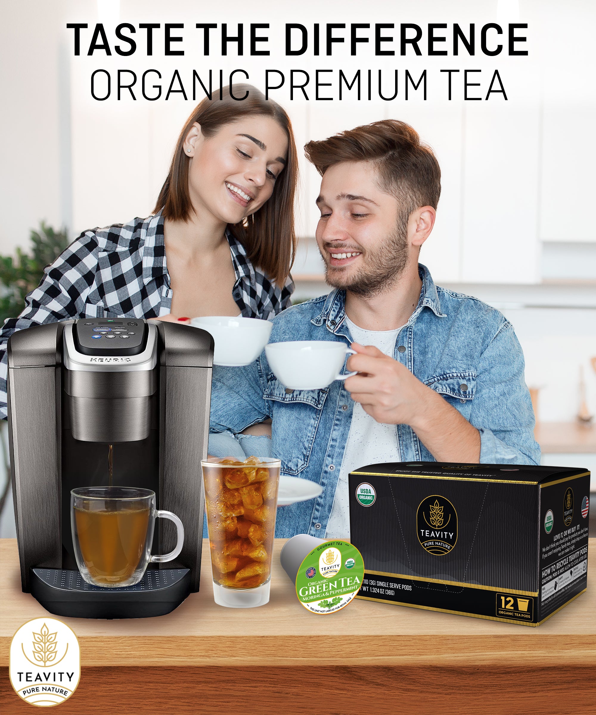Organic Green Tea Moringa and Peppermint Tea Pods