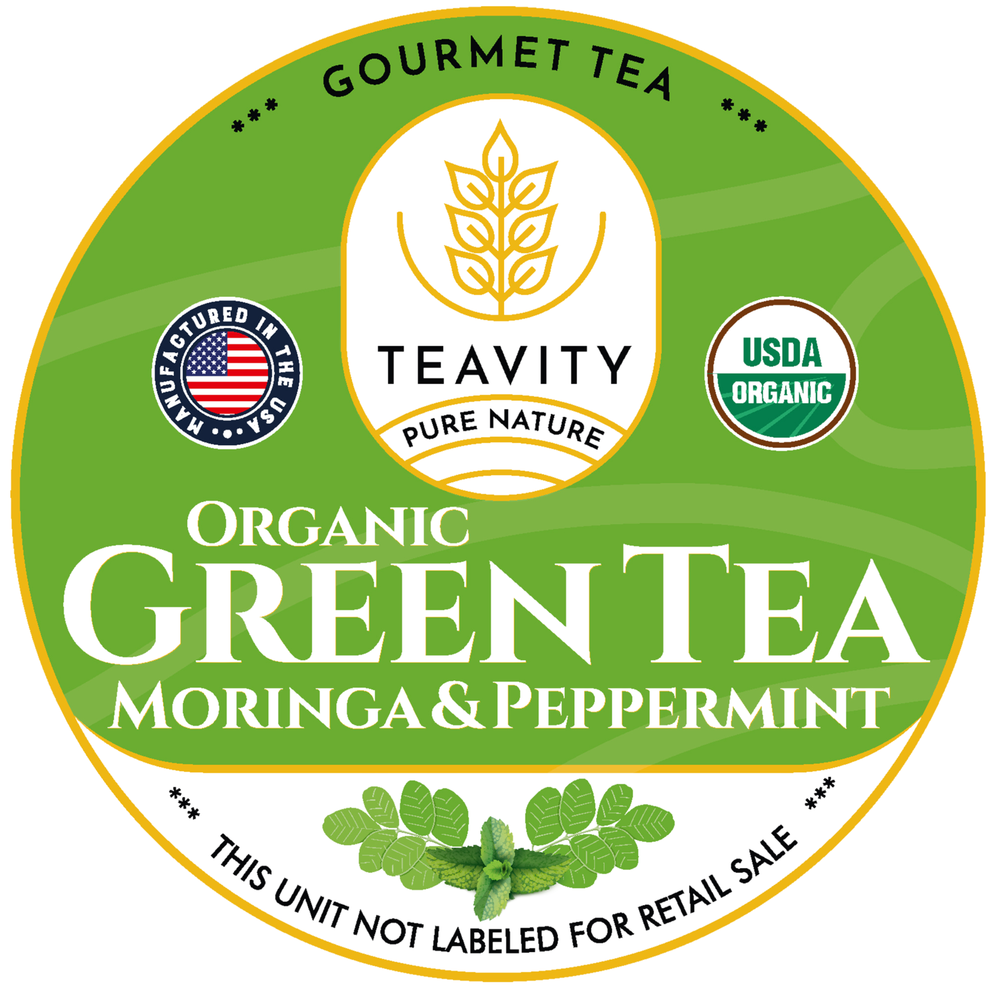 Organic Green Tea Moringa and Peppermint Tea Pods