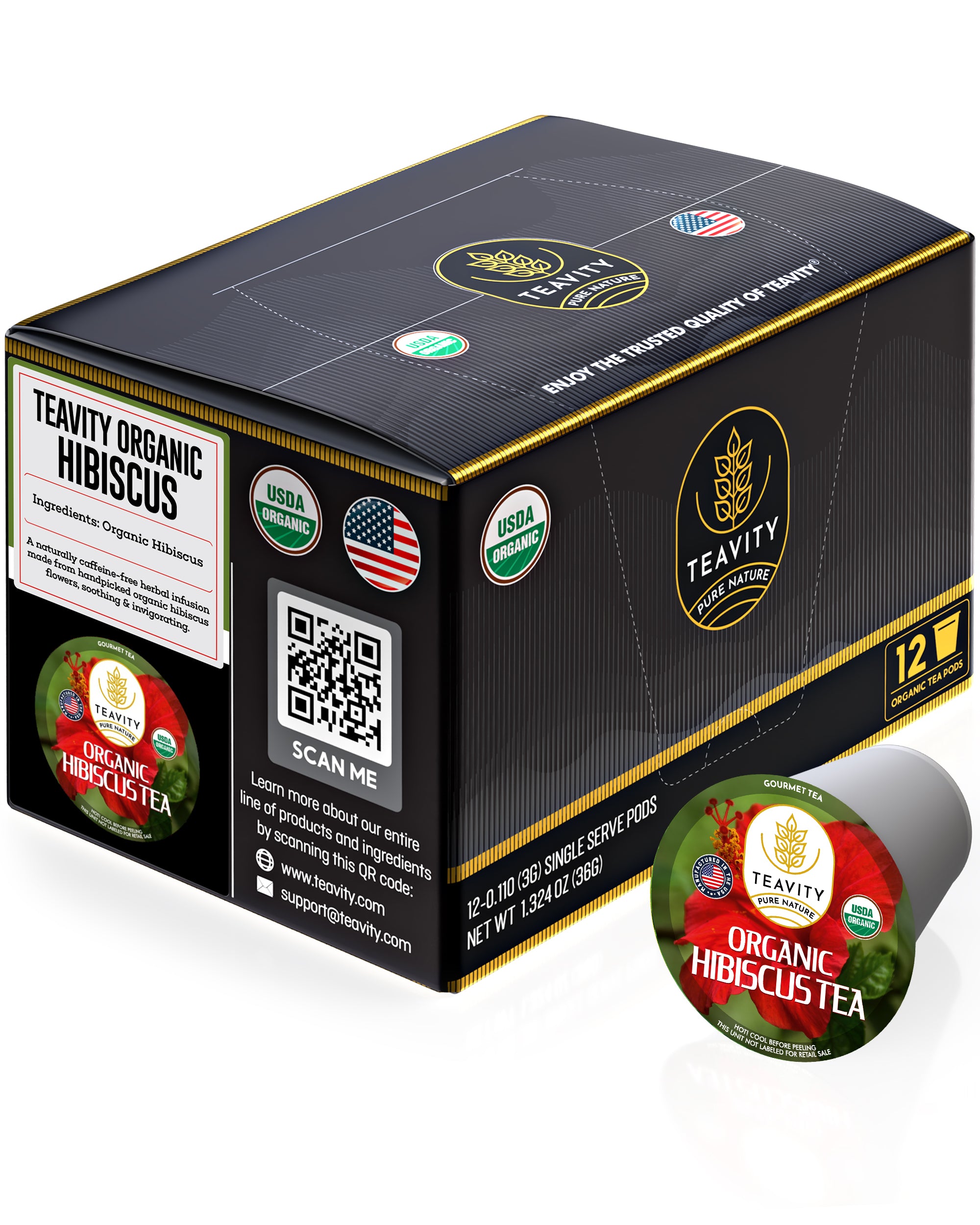 Organic Hibiscus Tea Pods – Caffeine-Free, Tart & Refreshing Herbal Brew