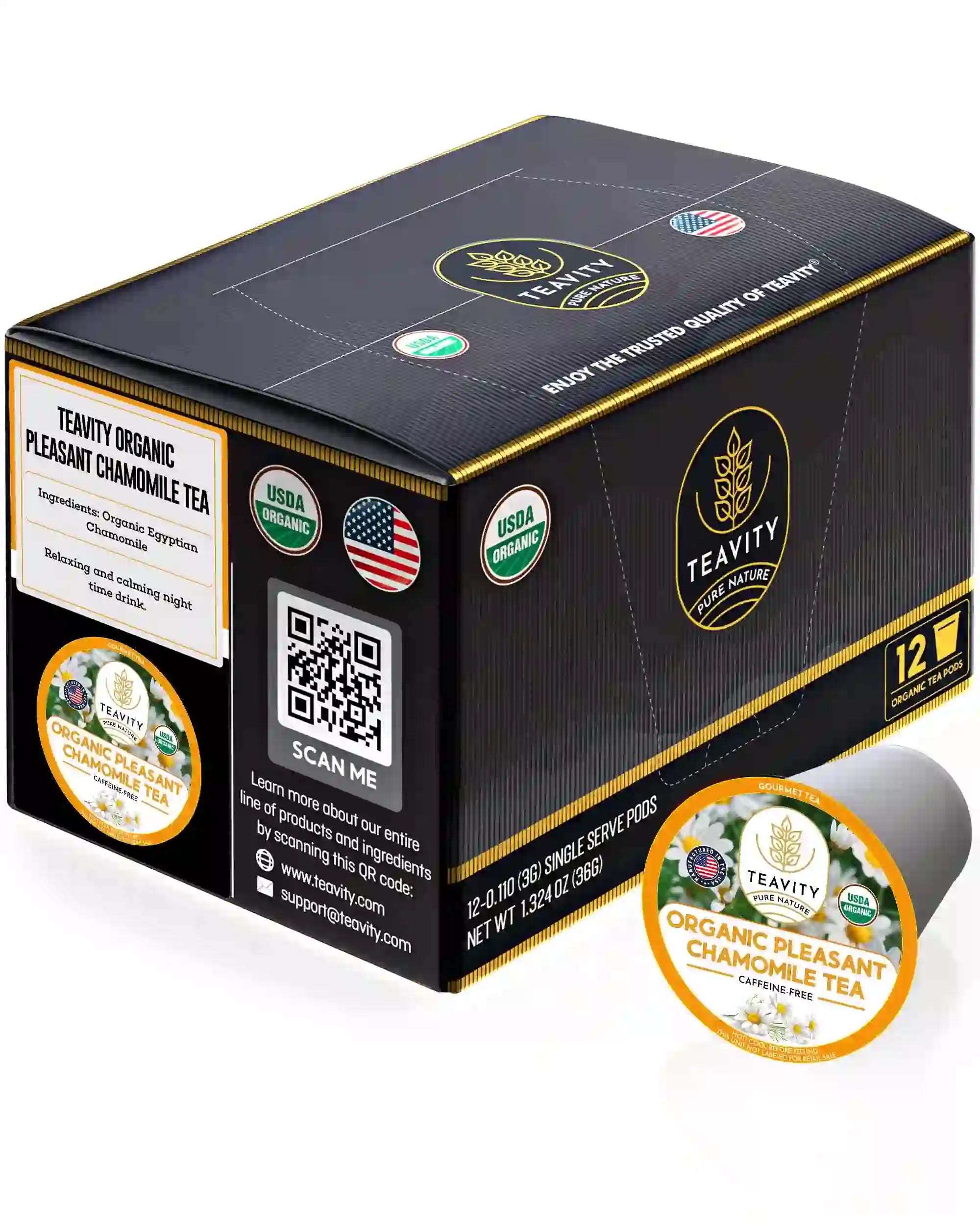 12 count tea pods Teavity organic pleasant chamomile tea pods for Keurig K-cup brewers