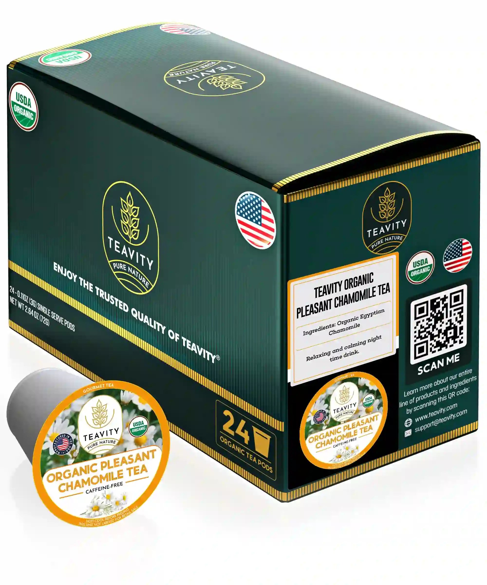 24 count tea pods Teavity organic pleasant chamomile tea pods for Keurig K-cup brewers