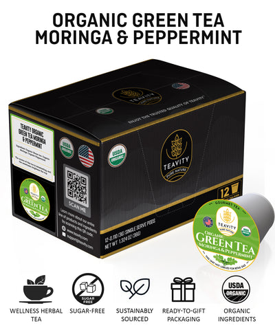 Organic Green Tea Moringa and Peppermint