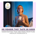 Woman enjoying handcrafted Teavity organic after dinner herbal tea pods