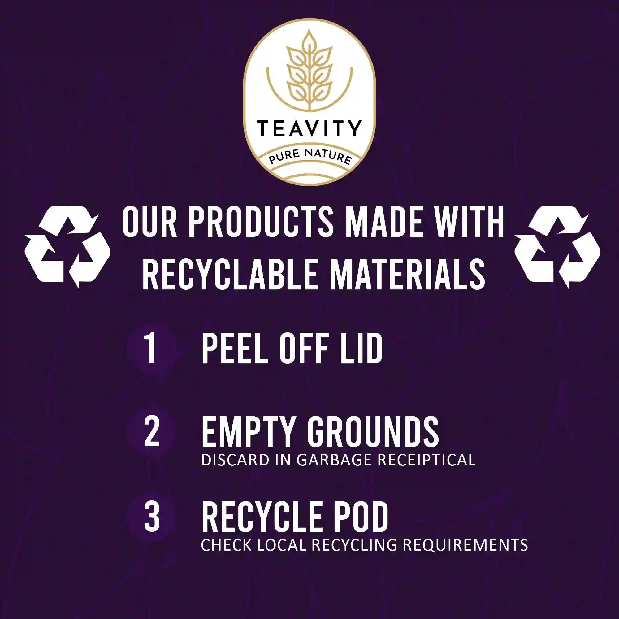 Recyclable Teavity organic after dinner herbal tea pods recycling guide