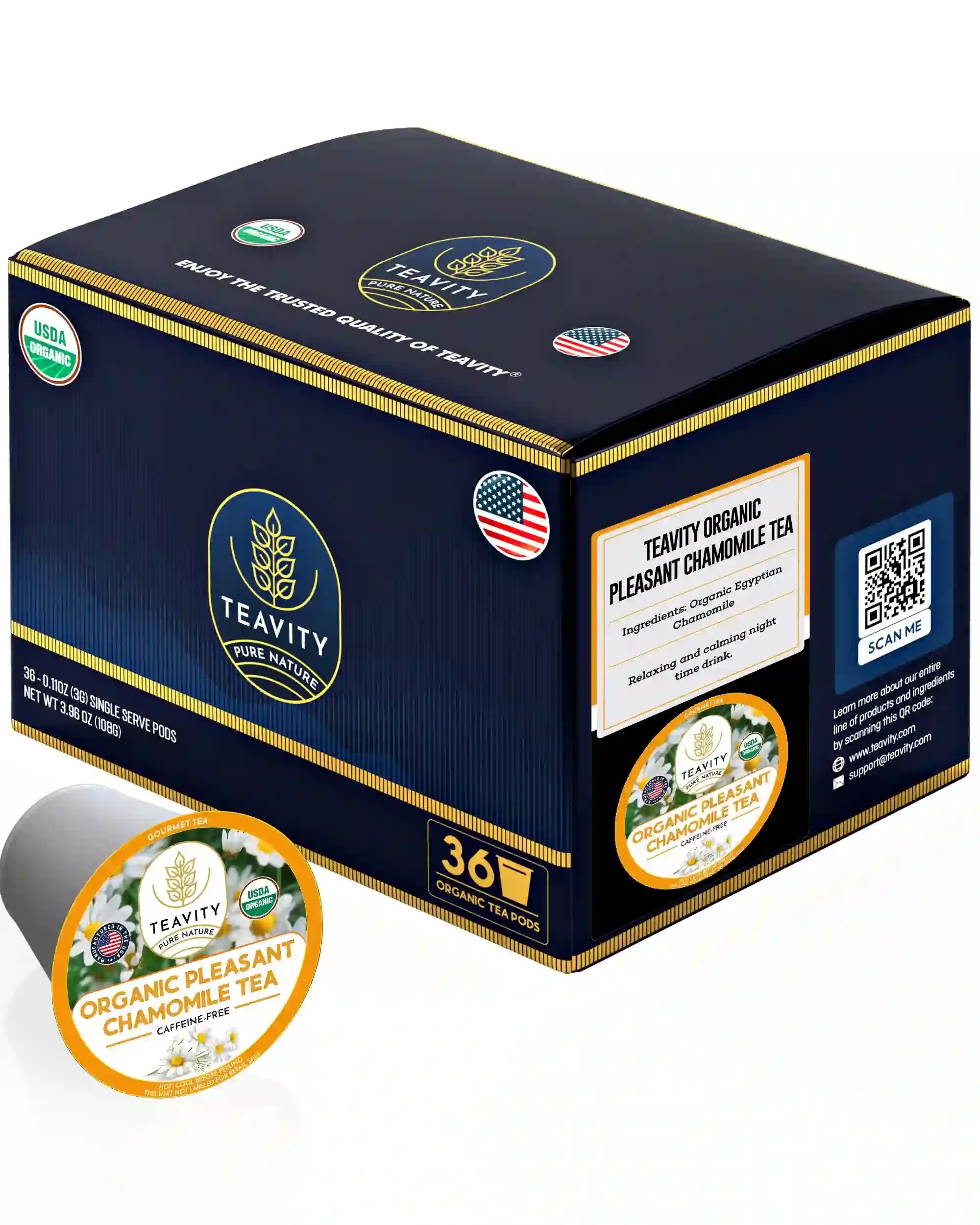 36 count tea pods Teavity organic pleasant chamomile tea pods for Keurig K-cup brewers