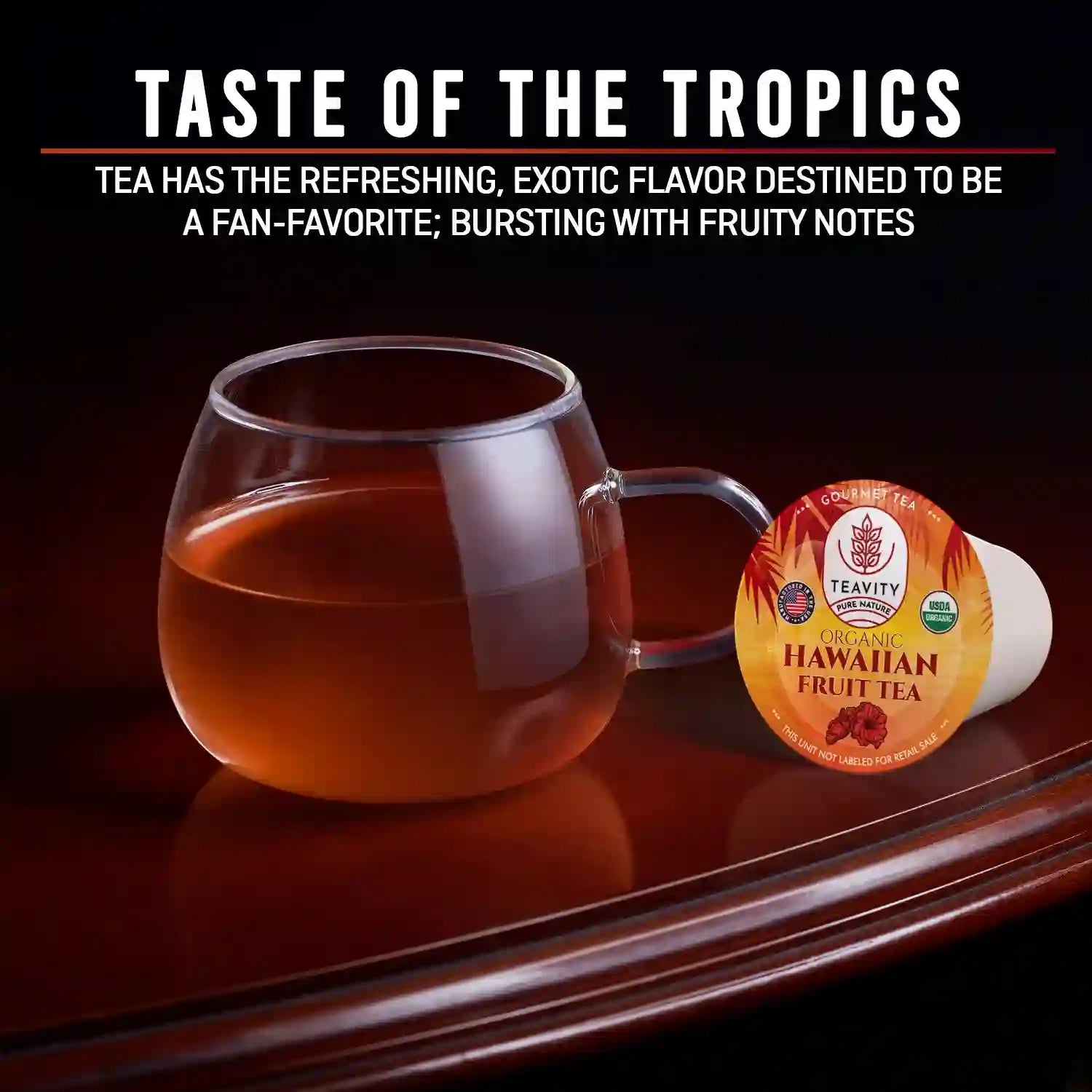 Teavity Organic Hawaiian Fruit Tea Pods, Caffeine-Free Tropical Herbal Tea Cup