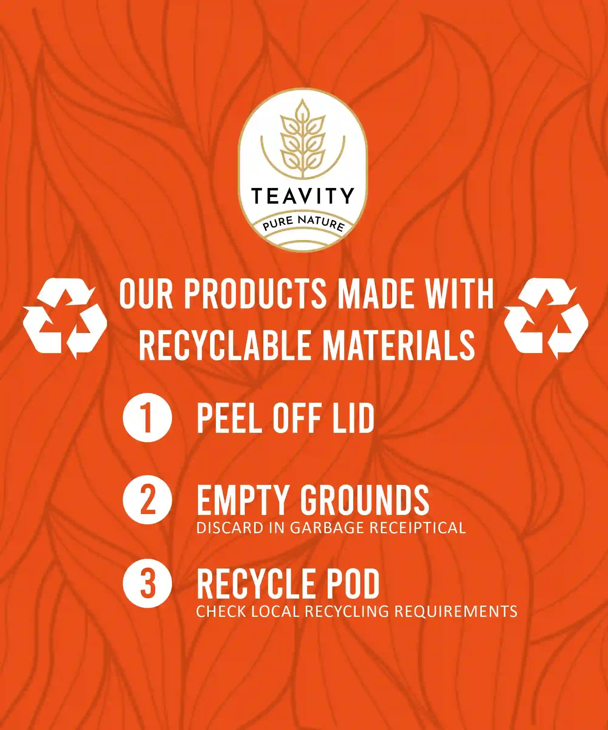 Teavity recyclable Teavity Organic Coconut Island Rooibos Tea Pods recycling instructions