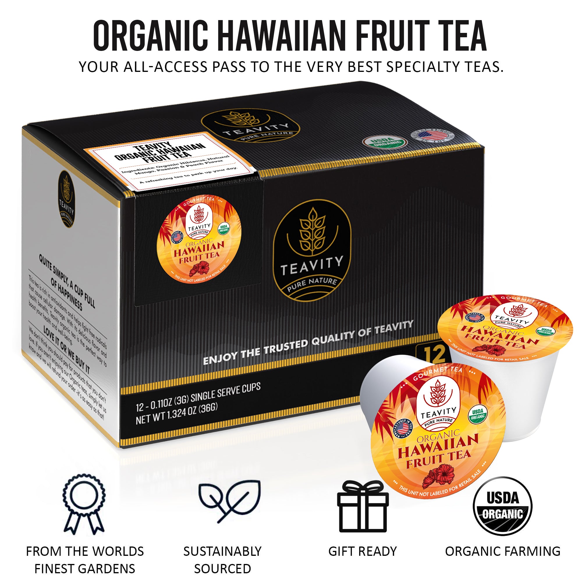 Fruity and Sweet Organic Hawaiian Fruit Tea Single-Serve Pods