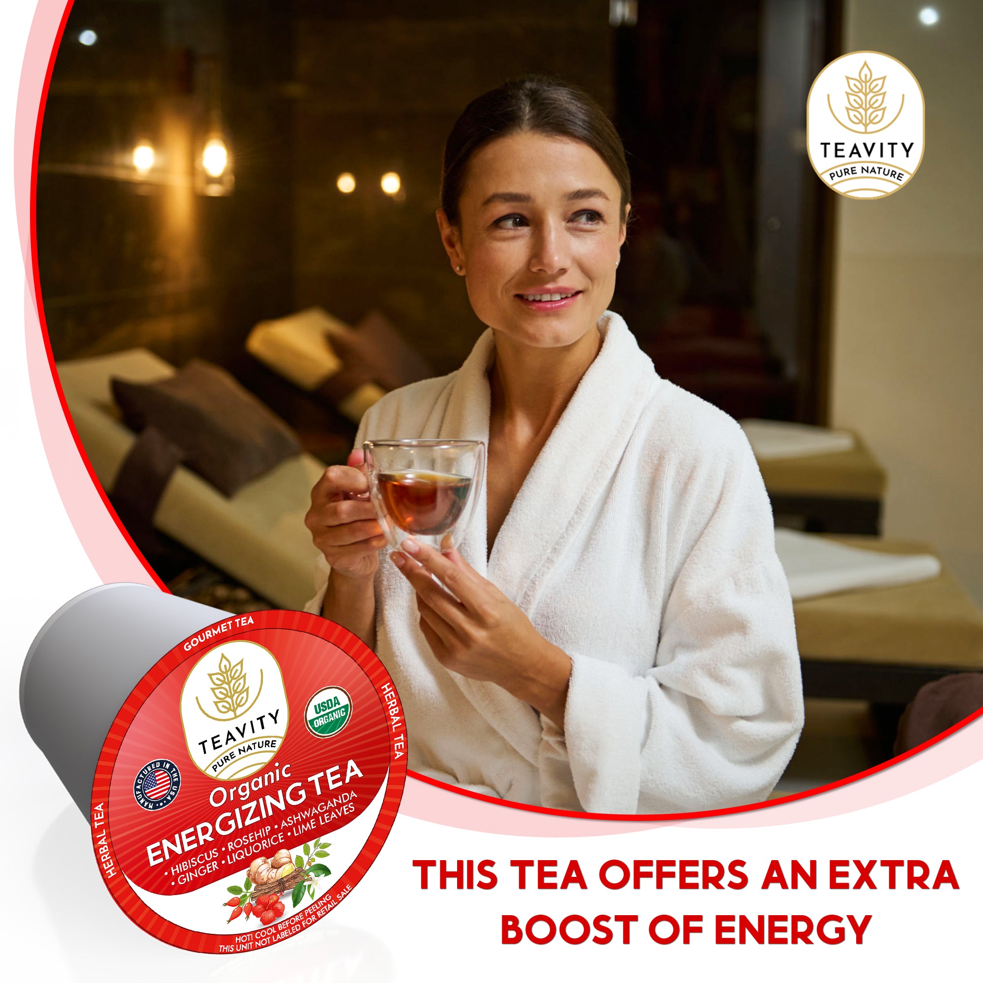 Convenient K-Cup Organic Energizing Tea Pods for Daily Wellness