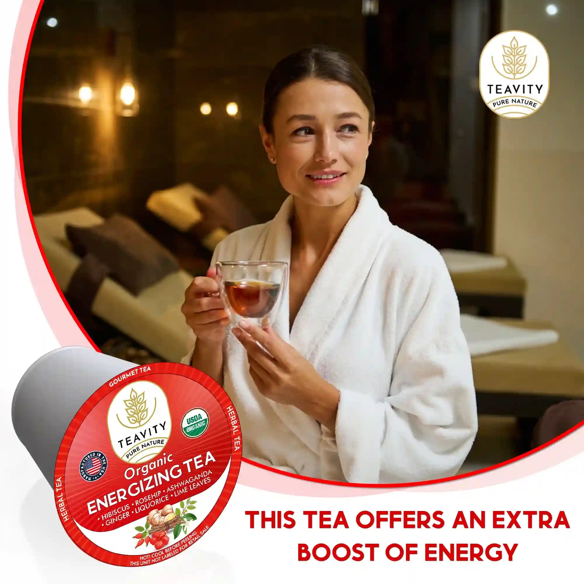 Convenient K-Cup Organic Energizing Tea Pods for Daily Wellness