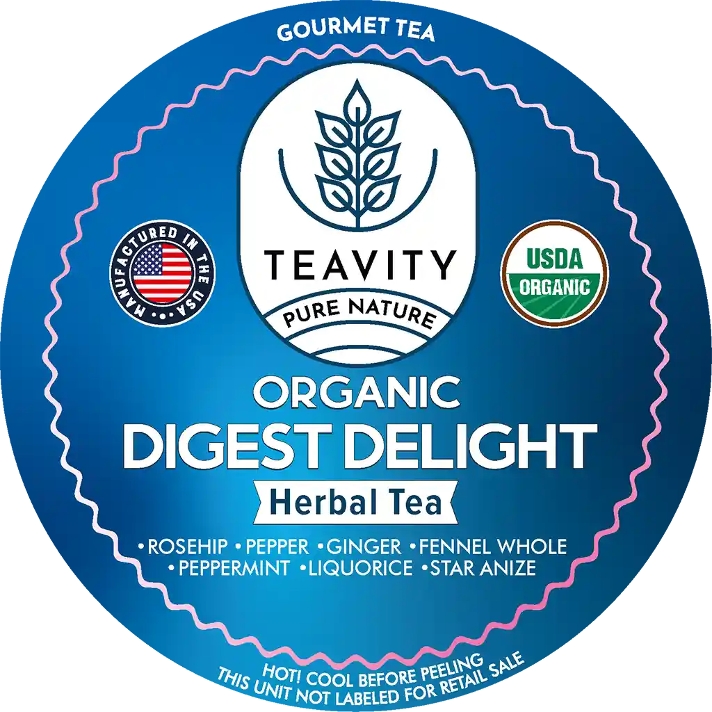 Organic Digest Delight herbal tea pods with ginger, fennel and peppermint - Teavity
