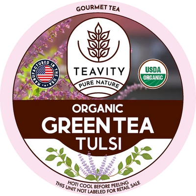 Organic Tulsi Green Tea Pods for Keurig – Naturally Caffeinated Holy Basil Green Tea