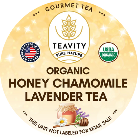 Organic Honey Chamomile & Lavender Tea Pods – Decaf Calming Herbal Blend