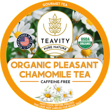 Teavity Organic Pleasant Chamomile Tea Pods – Organic Chamomile Tea - Naturally Decaf & Calming