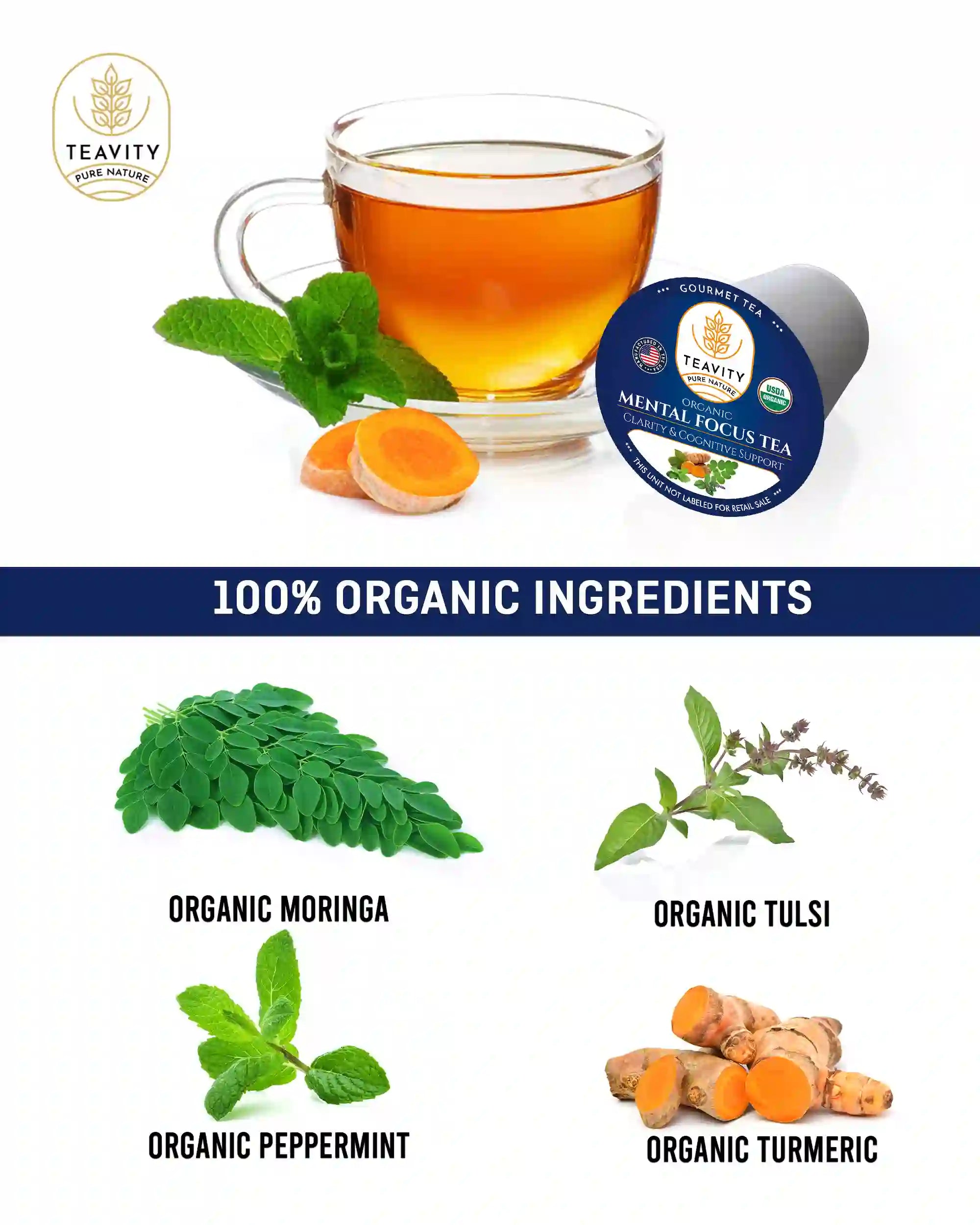 Mental Focus Tea 100% Organic Ingredients Teavity