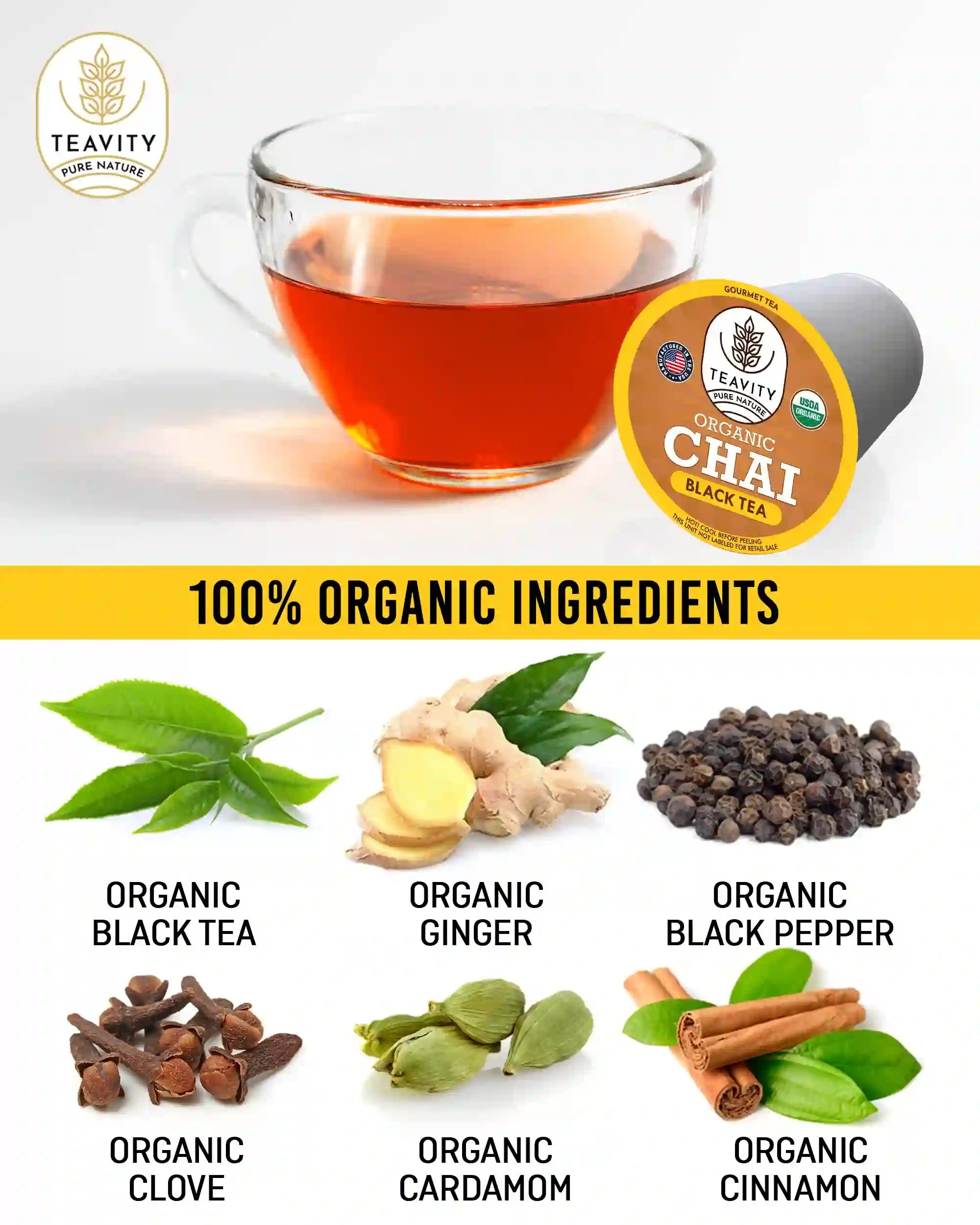 Organic Chai Black Tea made with 100% Organic Ingredients