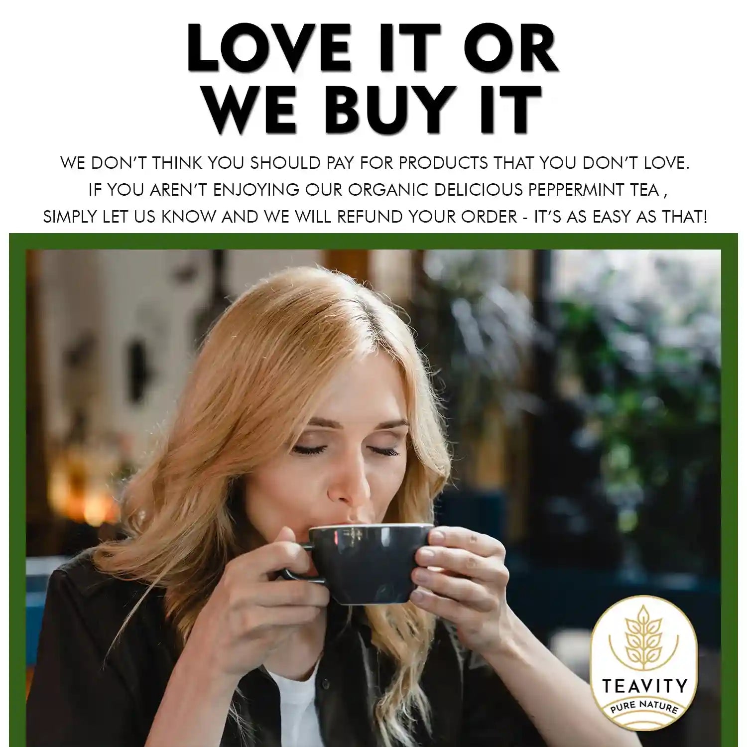 Teavity Organic Delicious Peppermint Tea – Refreshing Caffeine-Free Herbal Tea