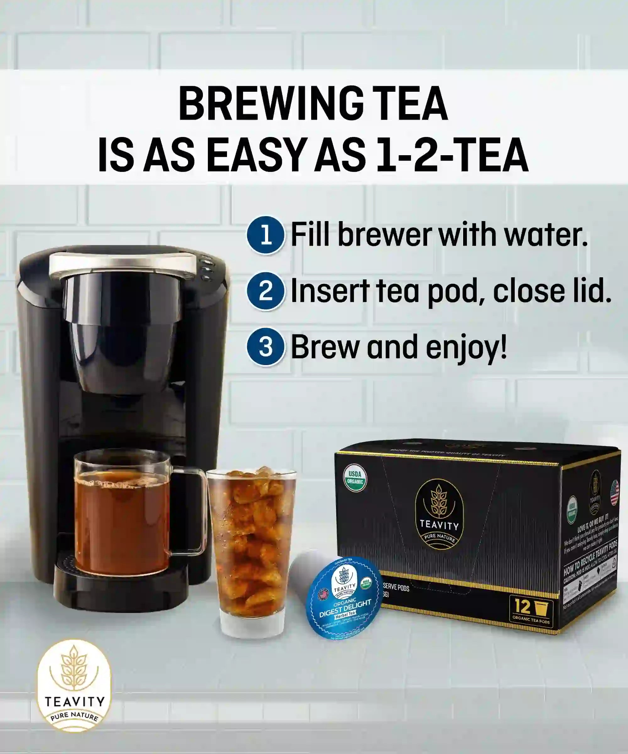 Organic Digest Delight tea pods for Keurig, easy brew herbal tea hot or iced