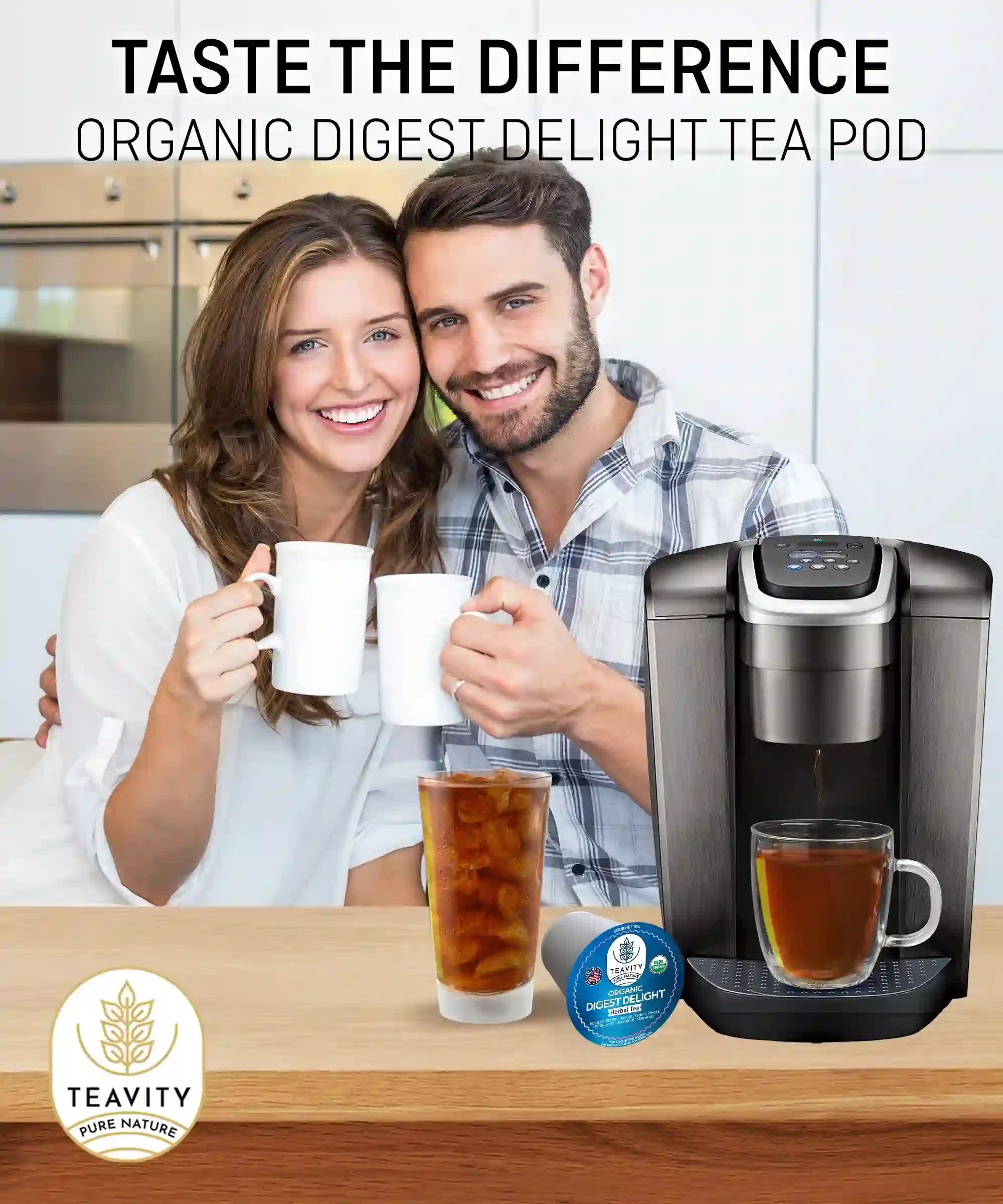 Teavity organic digest delight tea pods for Keurig, perfect for hot or iced herbal tea