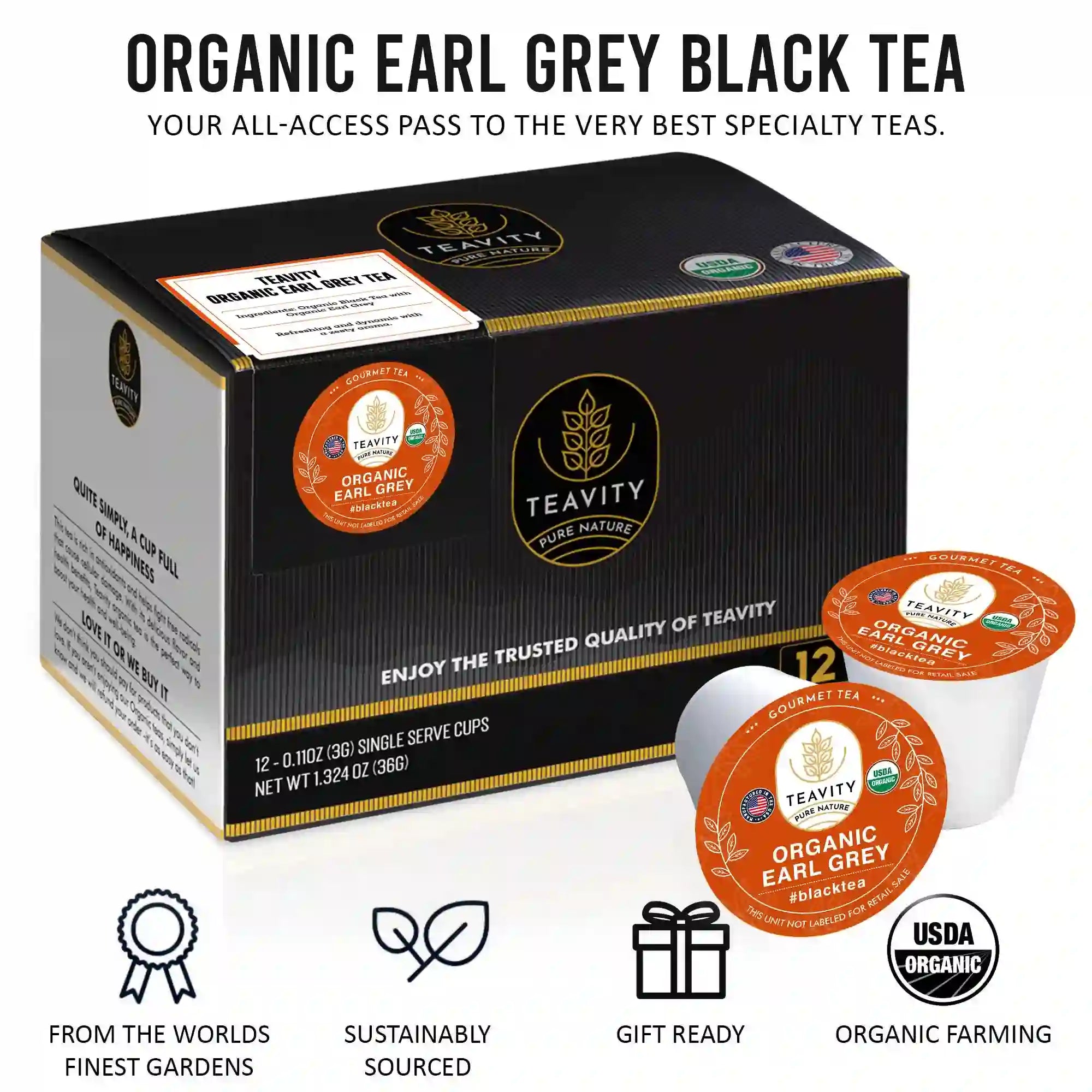 Organic Earl Grey Black Tea from Teavity, sustainably sourced, organic farming