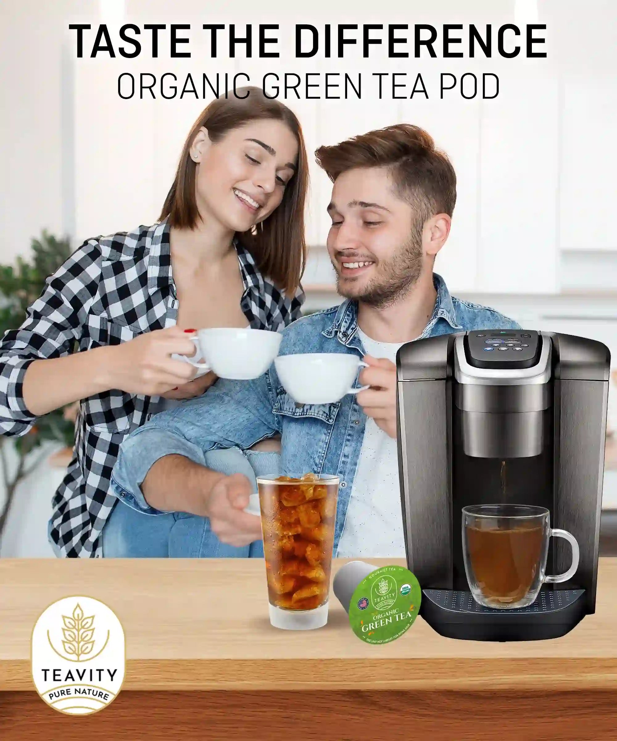 Teavity Taste the difference organic green tea pods Keurig K-cup compatible