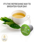 Teavity organic green tea pods with green tea leaves, refreshing way to brighten your day
