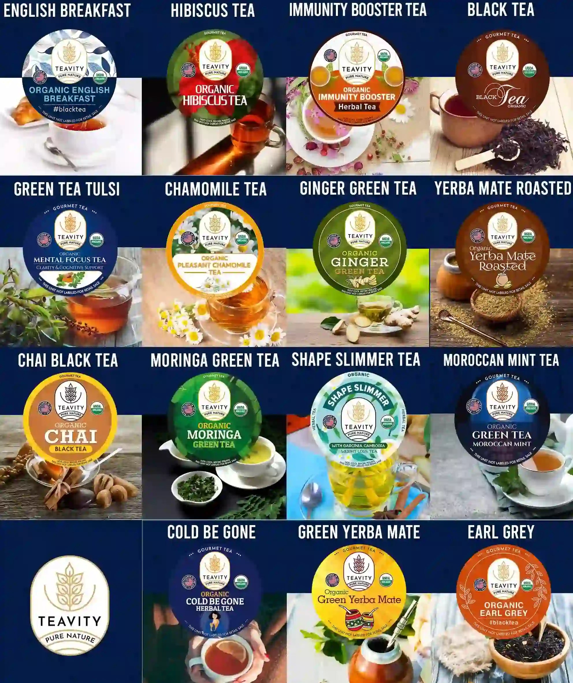 Organic Tea Collection - 15 Tea Pods Chart - Tavity