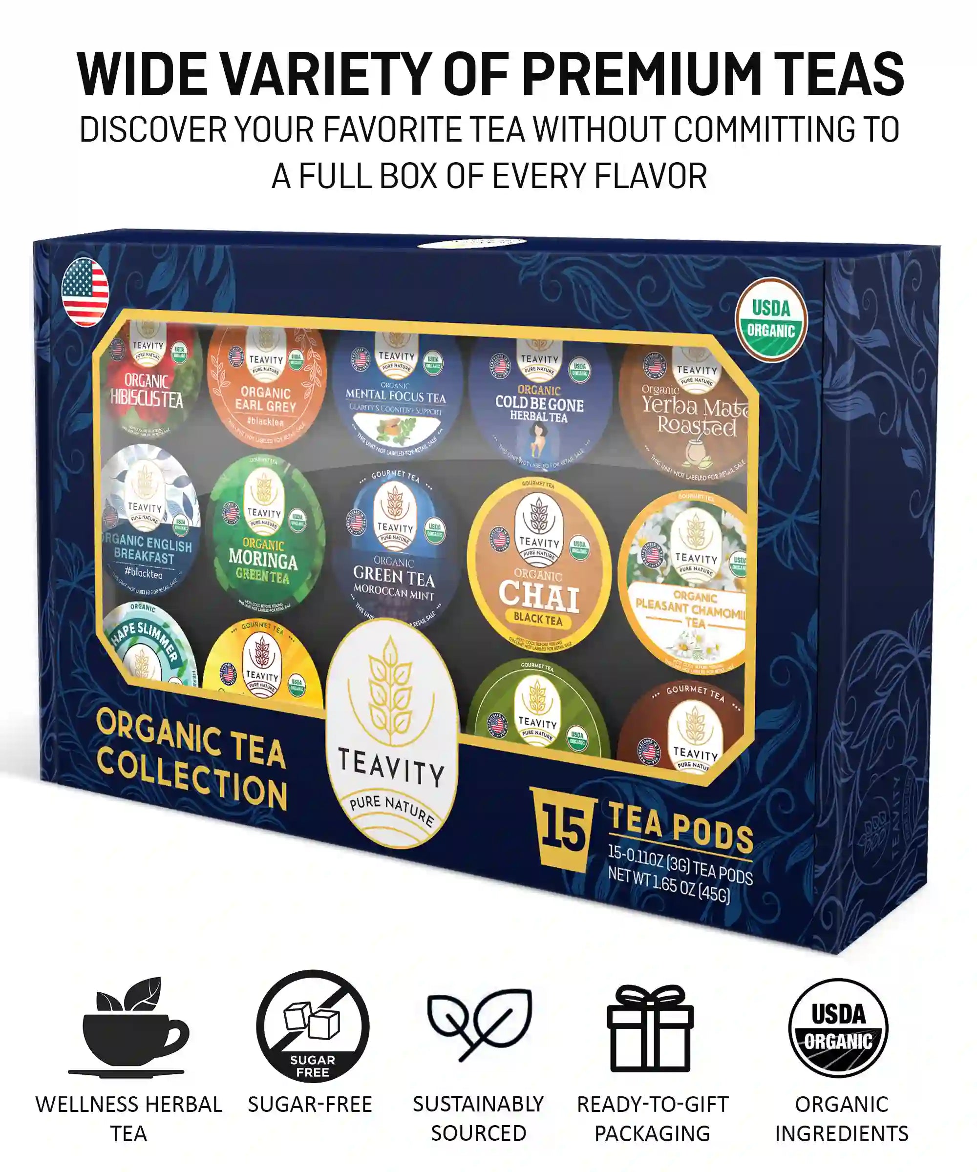 Organic Tea Collection 15 Tea Pods from Teavity