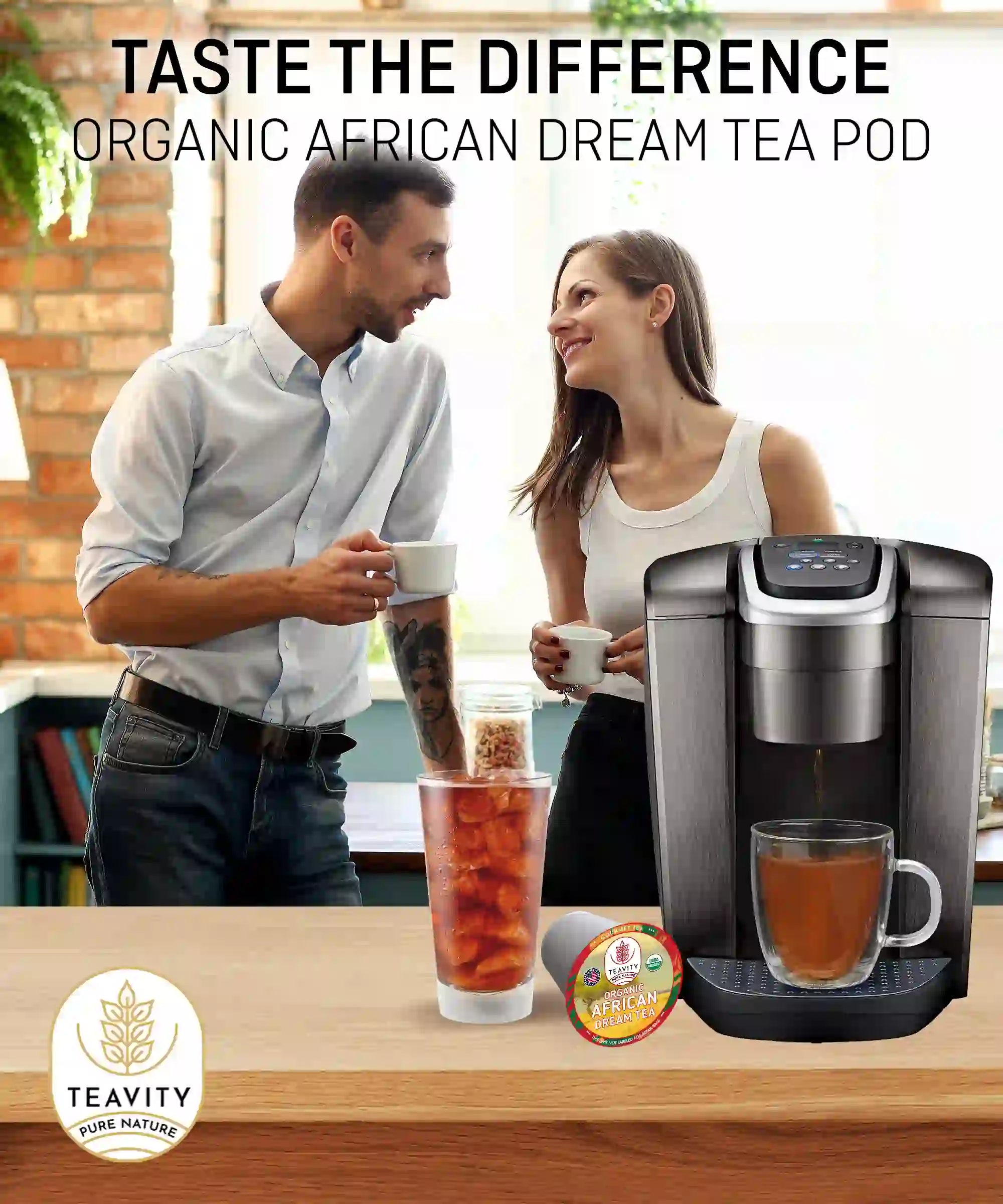 Organic African Dream Rooibos tea pods brewed in Keurig by Teavity