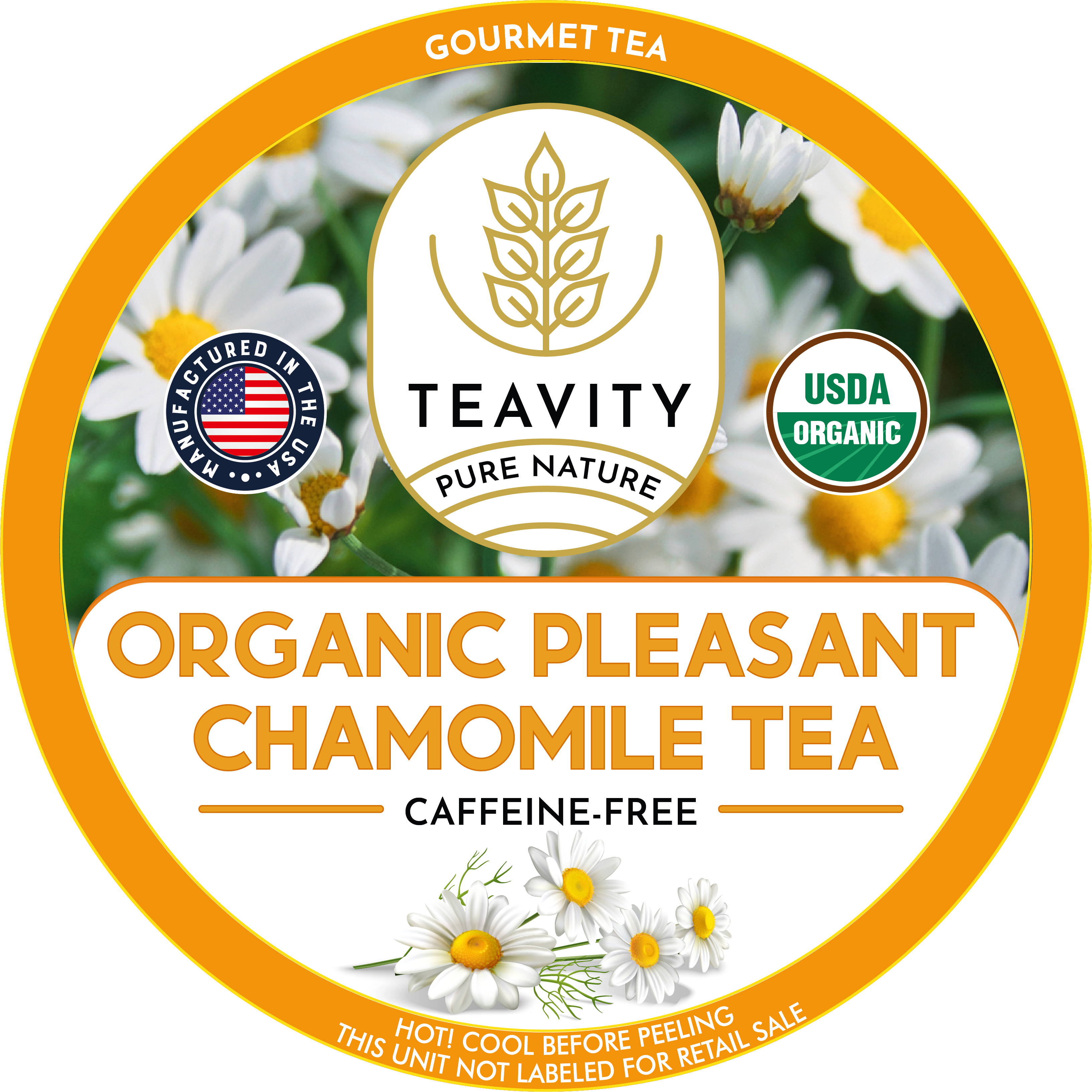 Organic Coconut Island Chamomile Tea Pods – calming caffeine-free herbal blend for Keurig