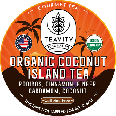 Organic Coconut Island Rooibos Tea Pods – Decaf Tropical Herbal Keurig Blend