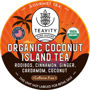 Organic Coconut Island Rooibos Tea Pods – Decaf Tropical Herbal Keurig Blend