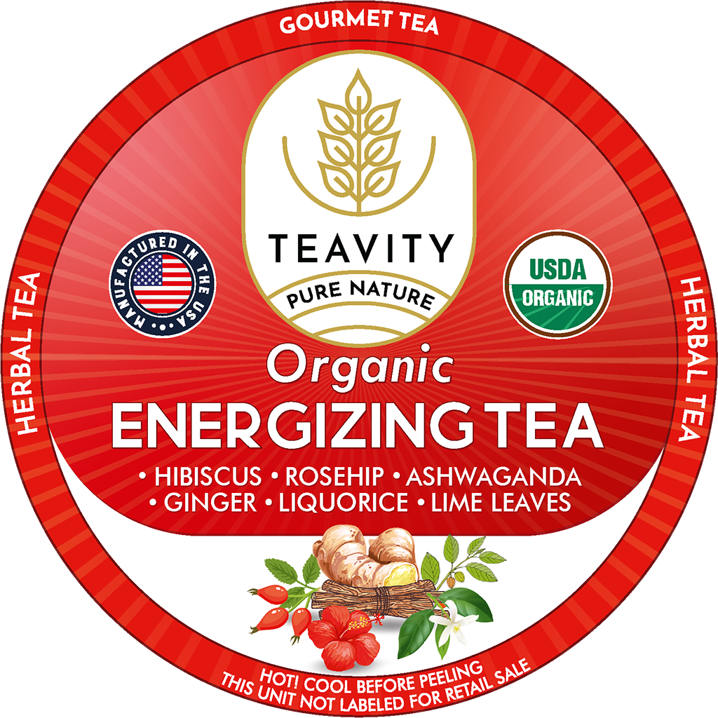 Organic Energizing Tea Pods with Hibiscus, Ginger, and Ashwagandha