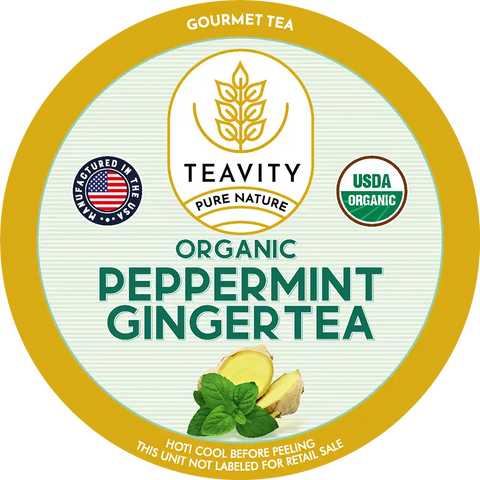 Organic Peppermint Ginger Tea Pods – Decaf Herbal K-Cups for Keurig