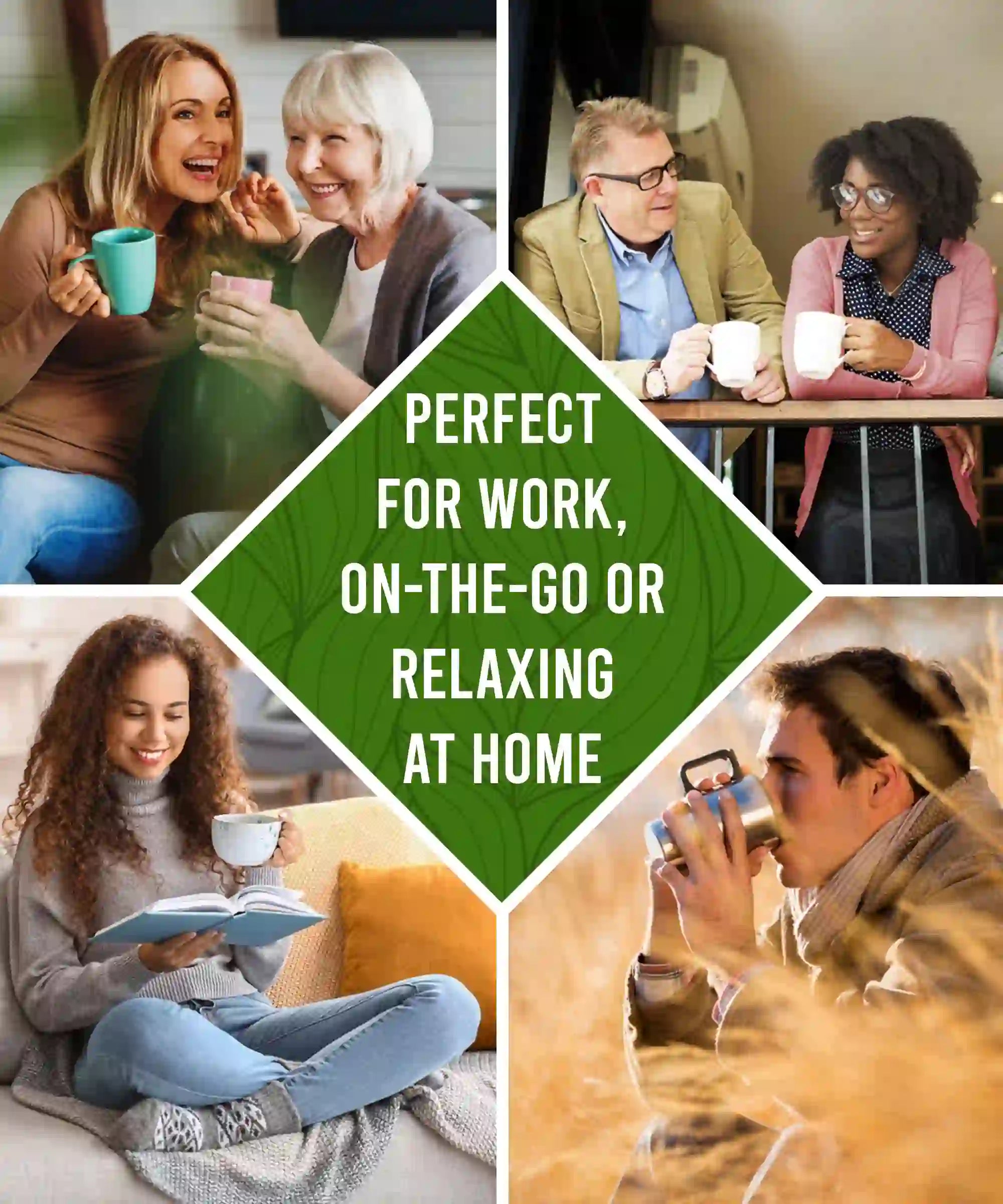 Organic green tea moringa peppermint pods for work, travel or relaxing at home