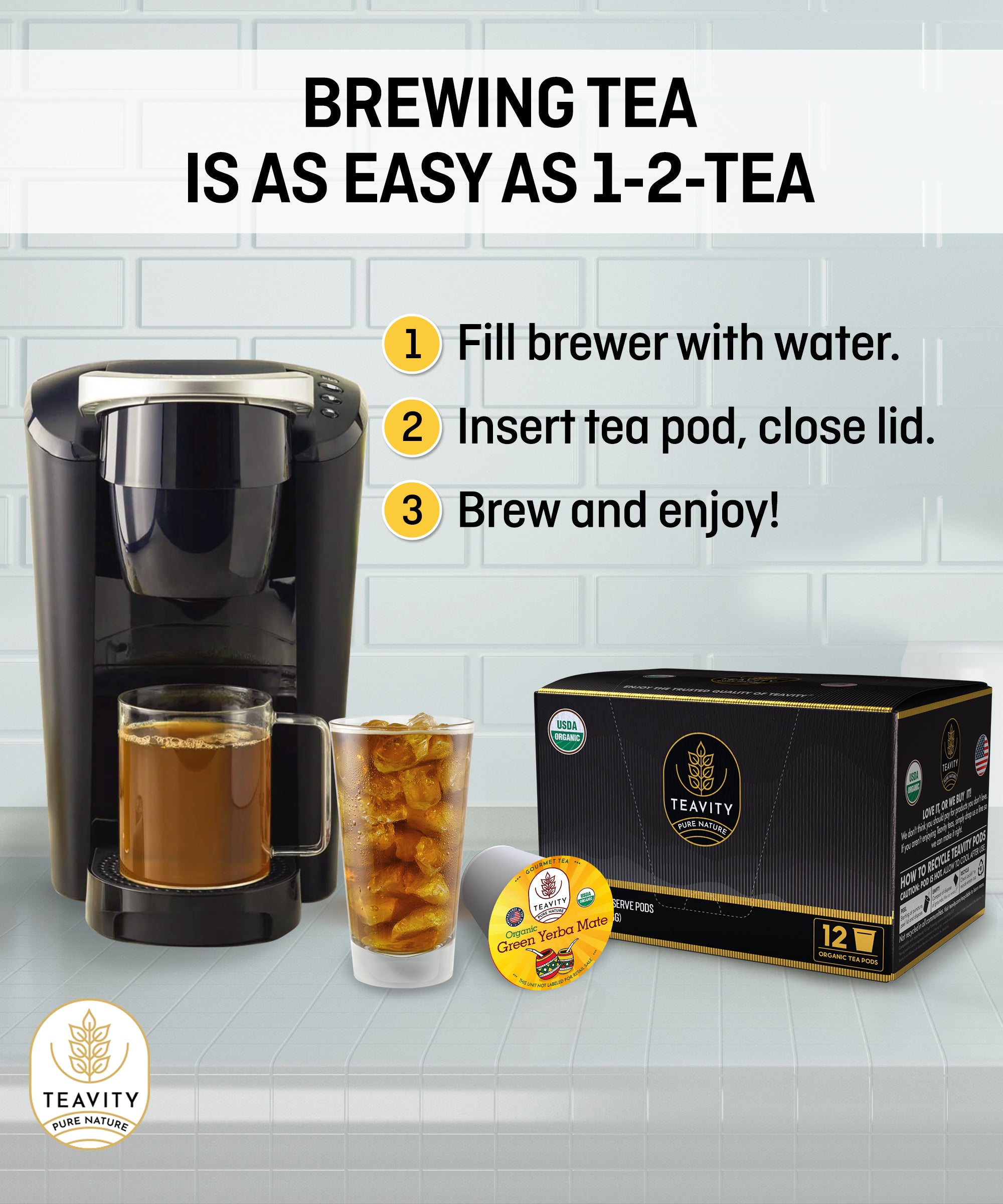 Organic yerba mate tea pods brewing guide for Keurig compatible single serve brewers