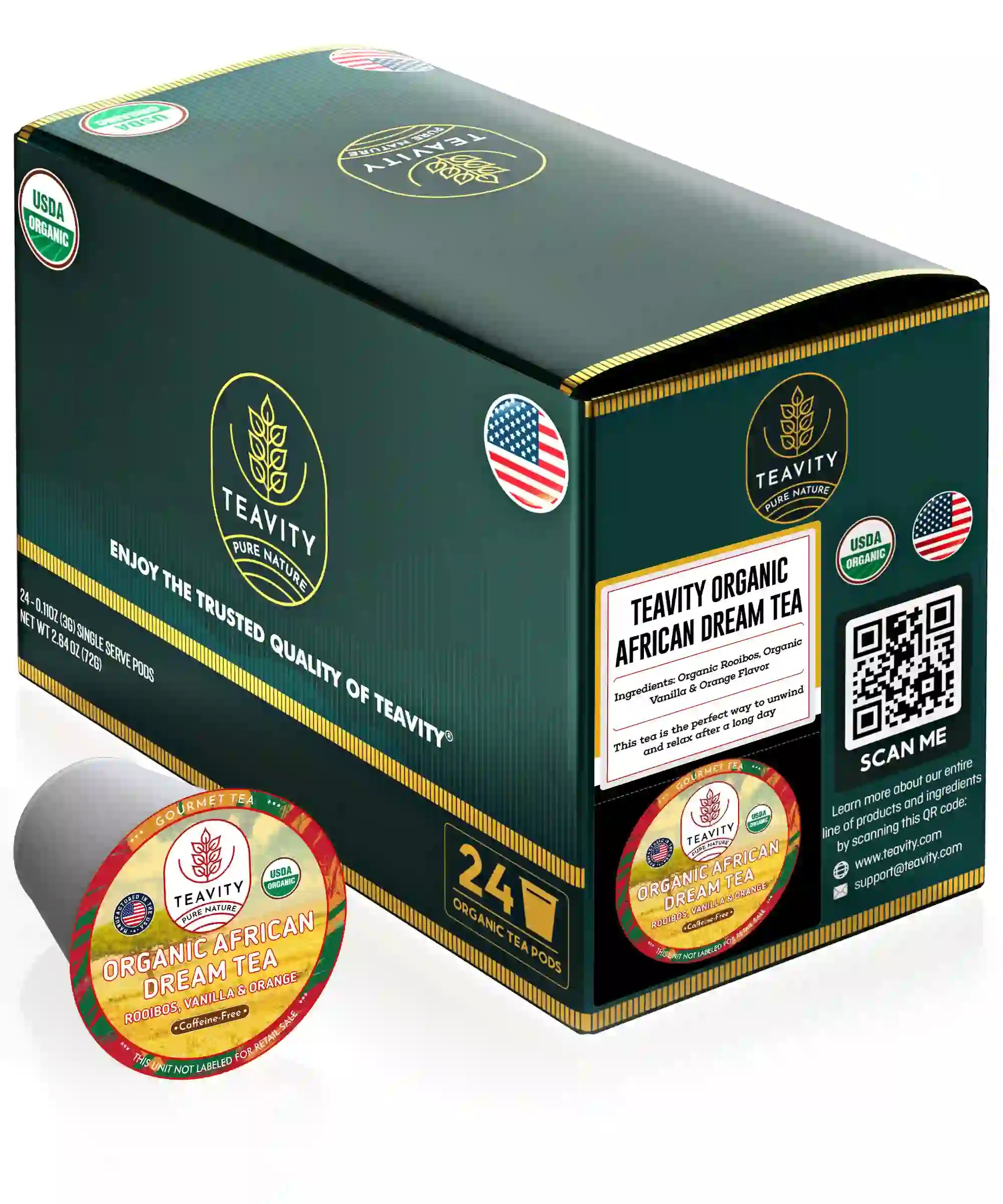 Teavity Organic African Dream Rooibos tea pods sugar free Keurig