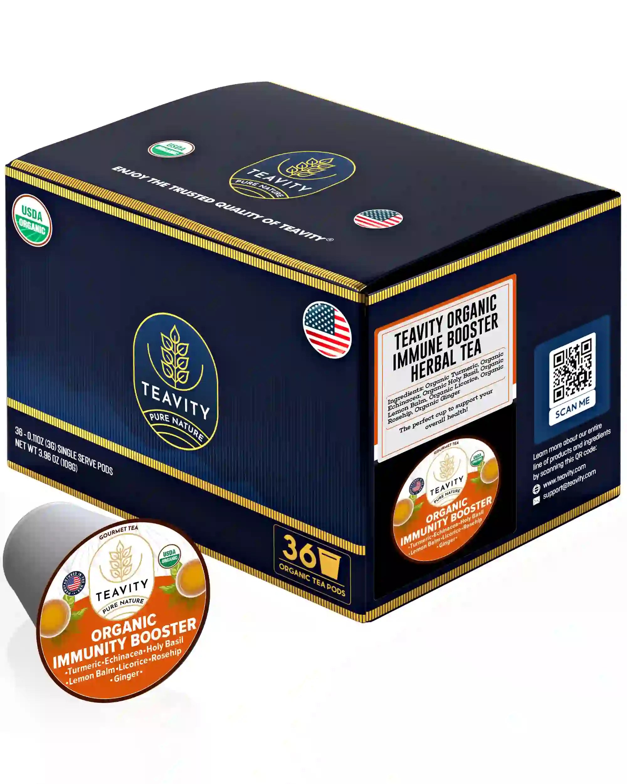 Teavity Organic Immunity Booster tea pods herbal blend for Keurig