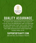 Teavity quality assurance guarantee for organic tea green bg