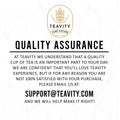 Teavity quality assurance guarantee for organic tea pods white bg