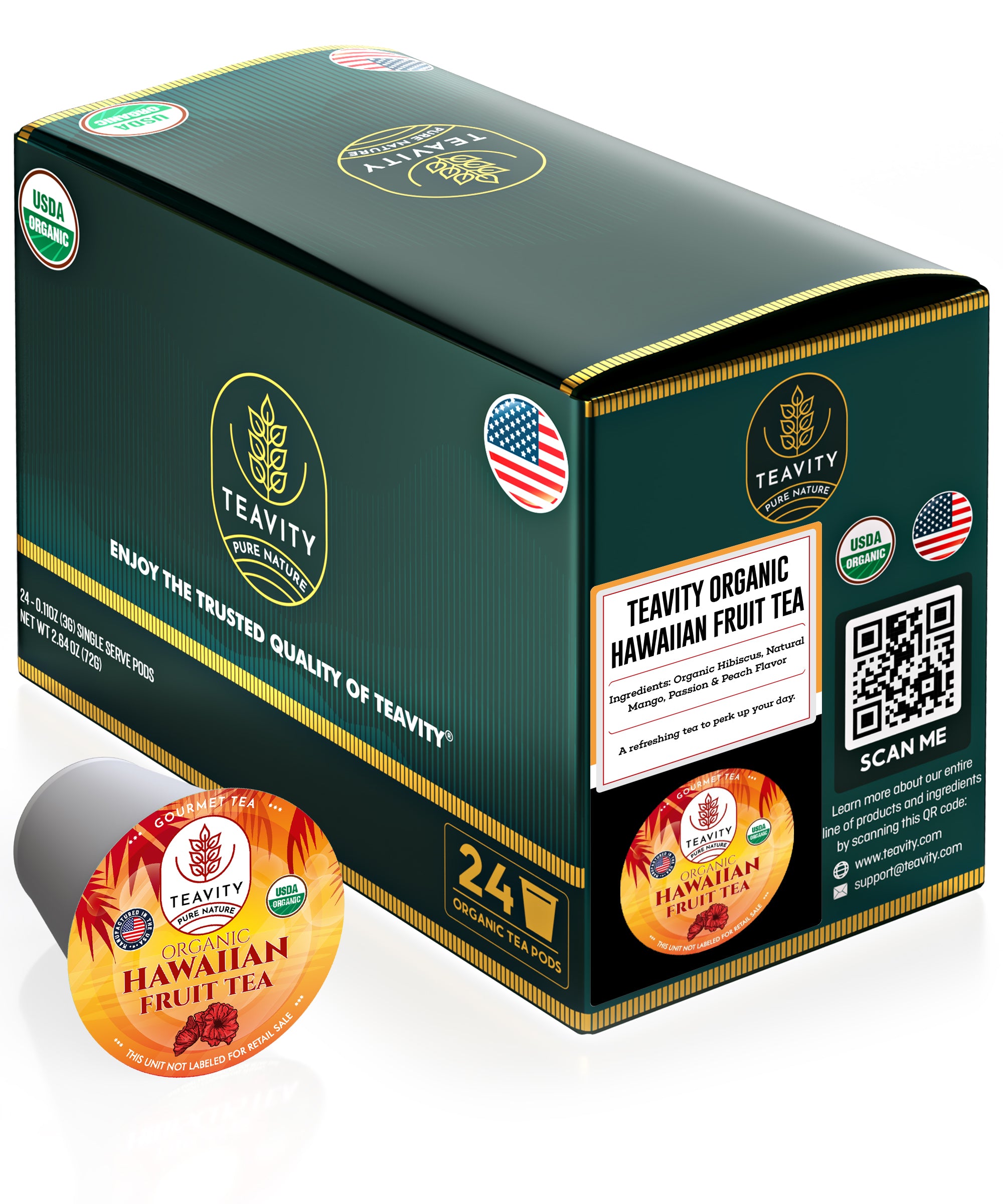 Tropical Organic Hawaiian Fruit Tea Pods for Relaxation
