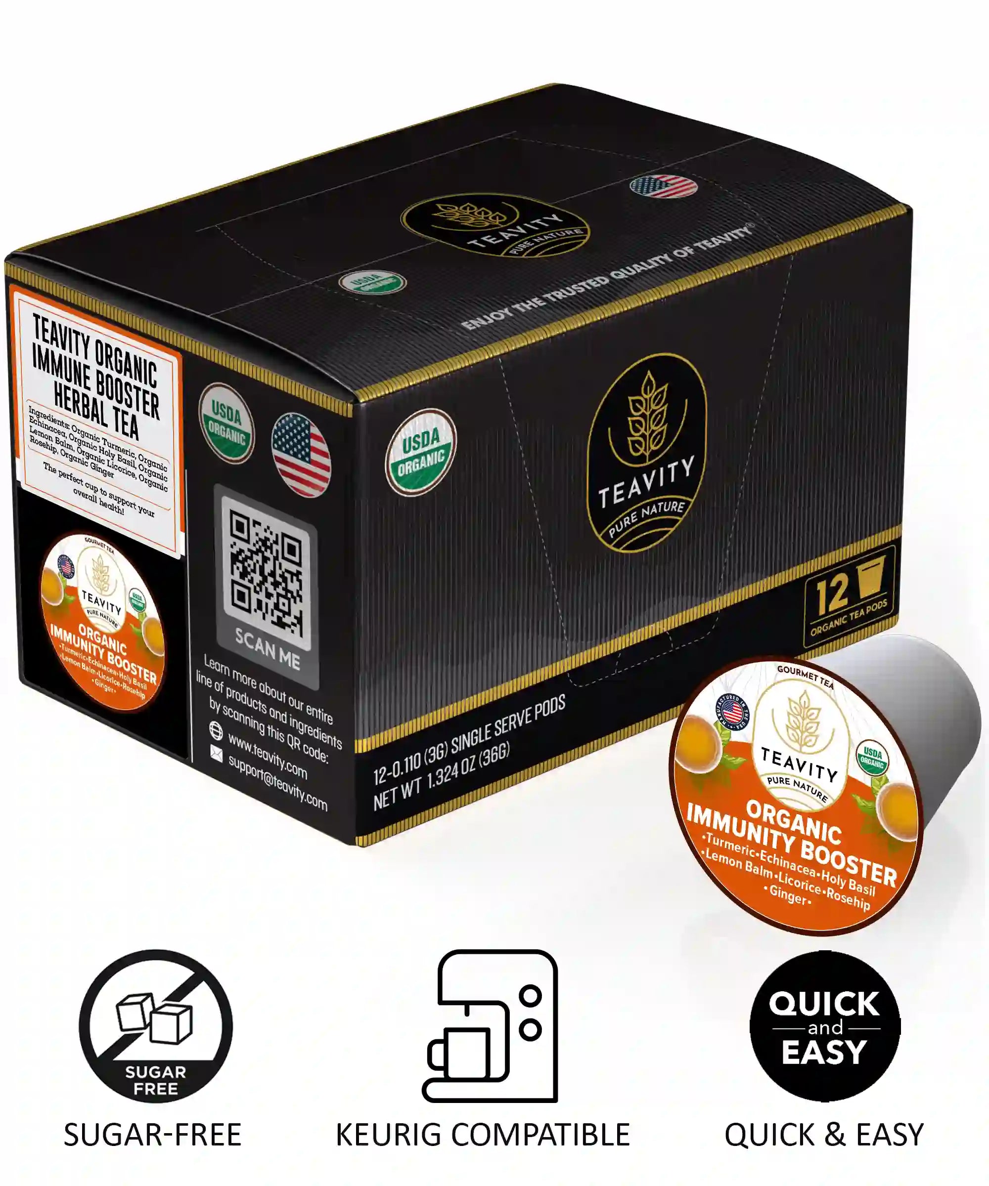 USDA Organic Immunity Booster herbal tea pods by Teavity
