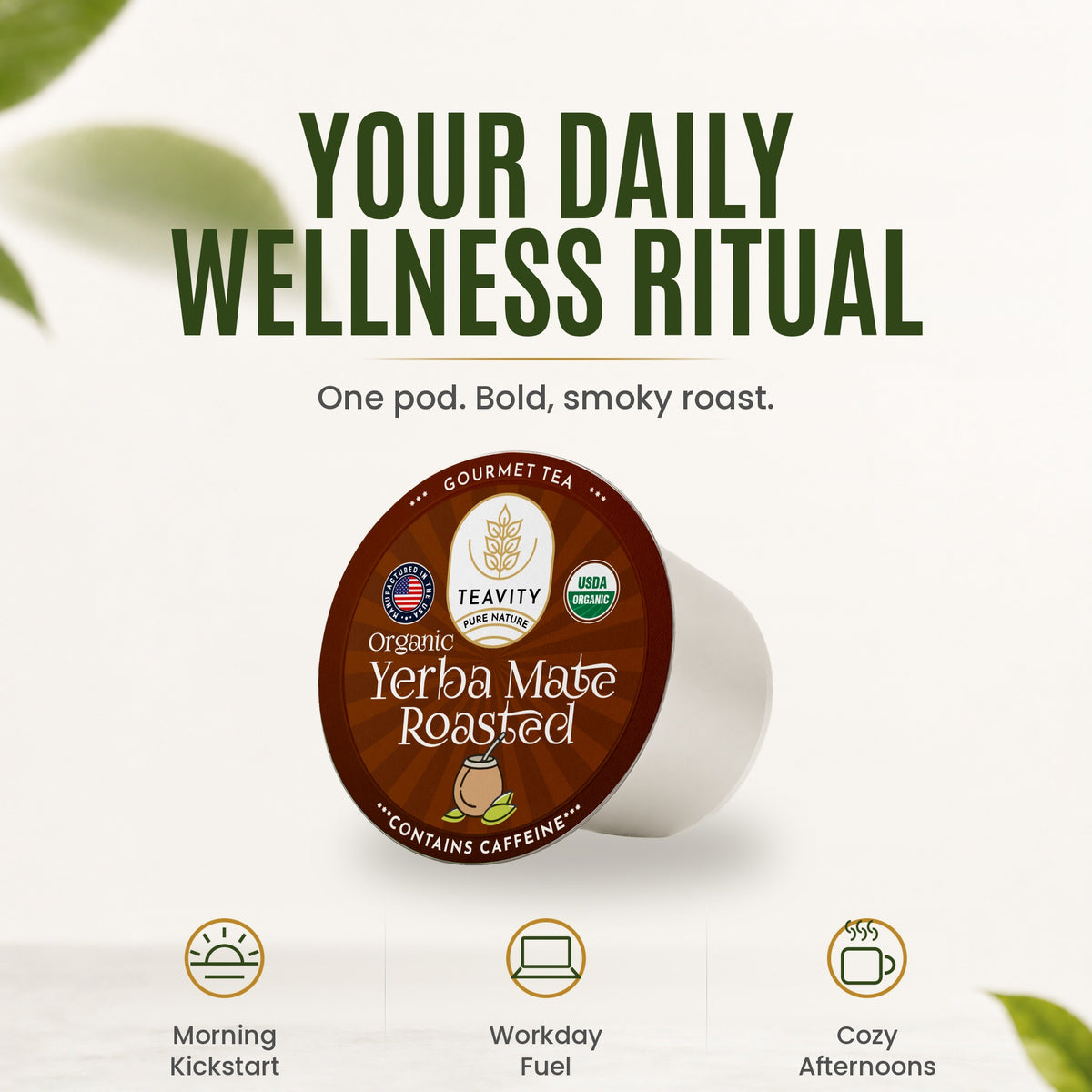 One Teavity Organic Roasted Yerba Mate Tea Pod: ready to brew hot or iced