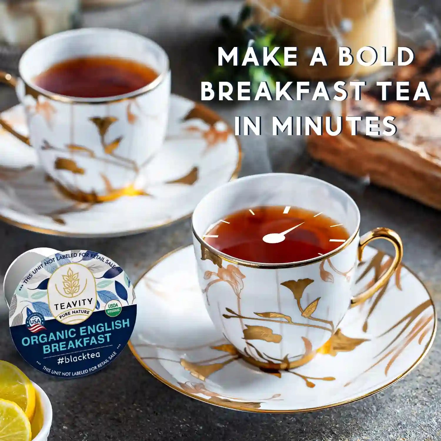 Teavity organic English Breakfast black tea pods for single serve Keurig coffee maker