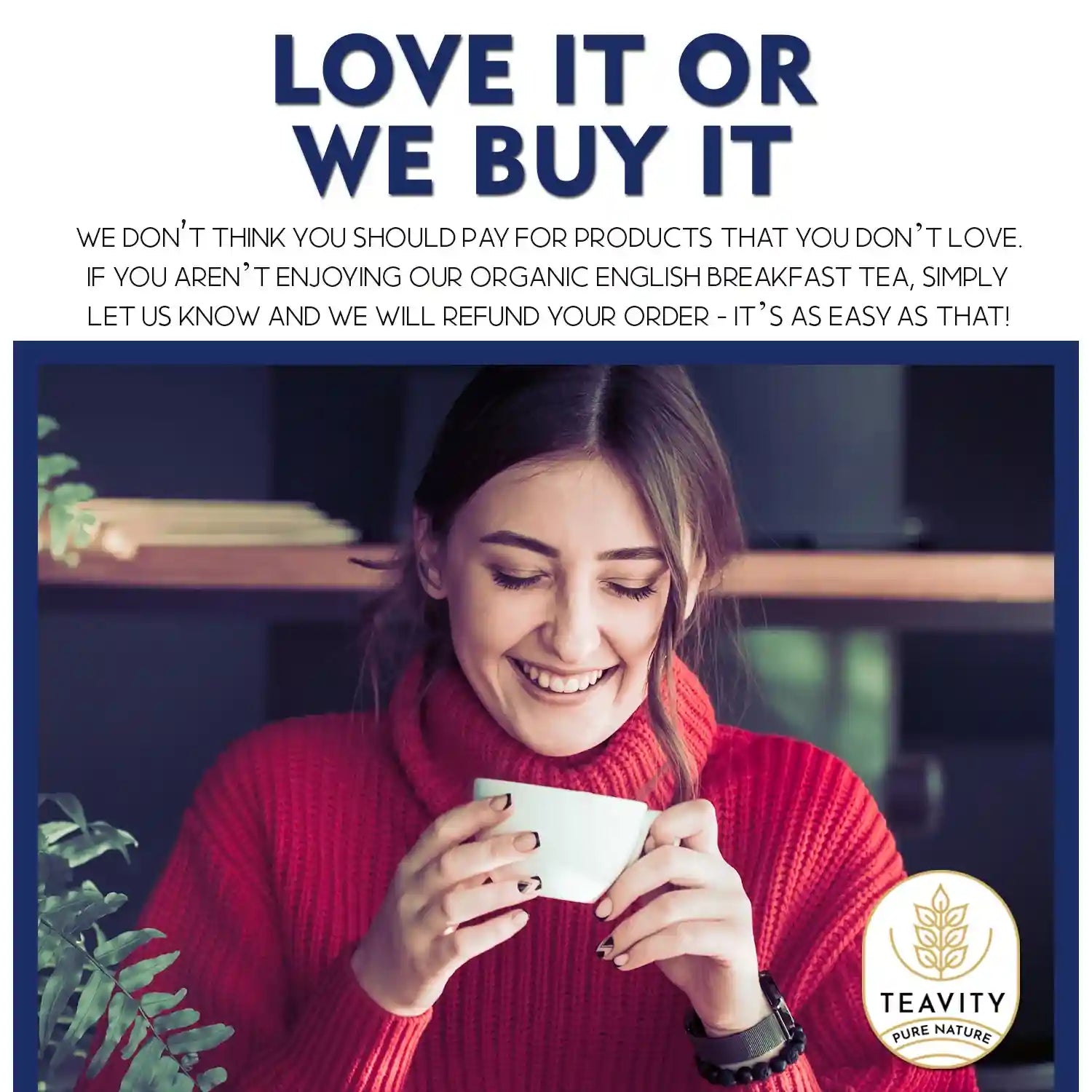 Organic English Breakfast black tea K-Cup pods by Teavity for bold morning tea