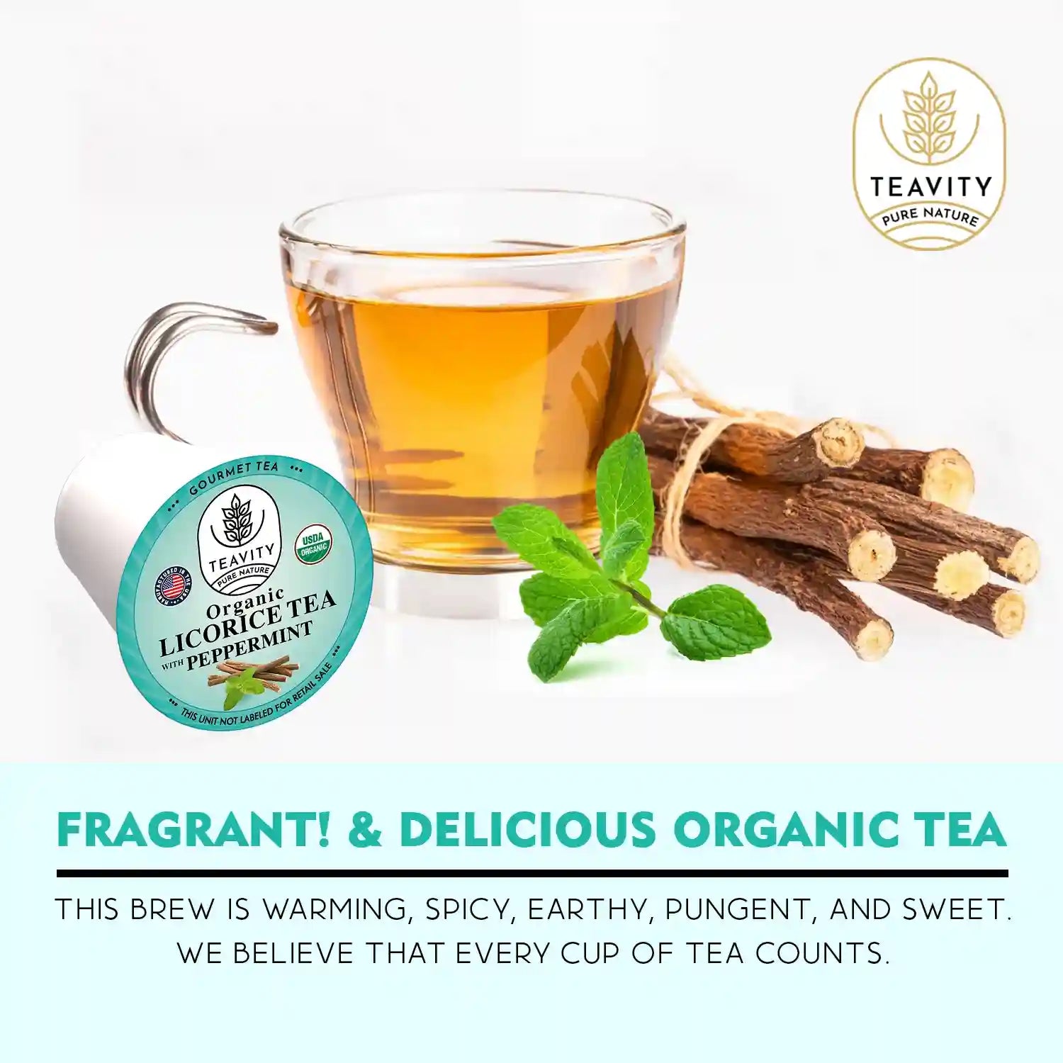 Teavity Organic Licorice Tea with Peppermint, fragant And delicious tea