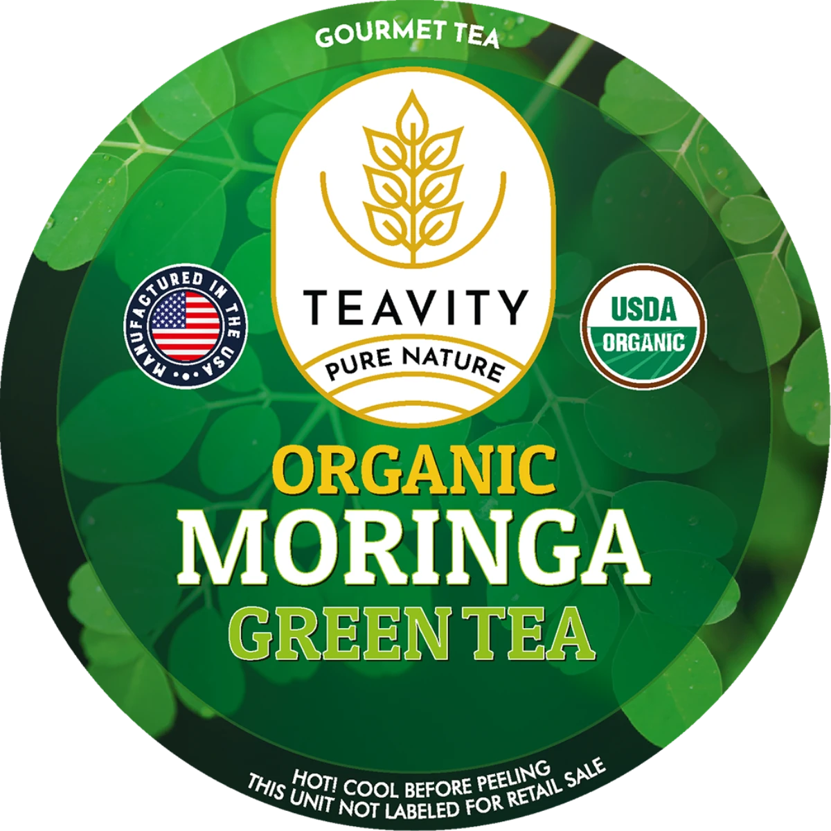 Teavity Organic Green Tea Moringa Peppermint tea pod lid