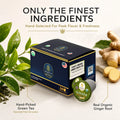 Only the finest ingredients, hand-picked green tea and real organic ginger root, 36 count box