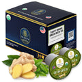 Teavity Organic Ginger Green Tea pods, 36 count box with fresh ginger root and green tea leaves