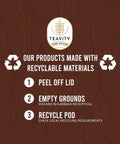 Teavity recyclable  Organic Ginger Black Tea Pods with peel off lid and pod recycling instructions